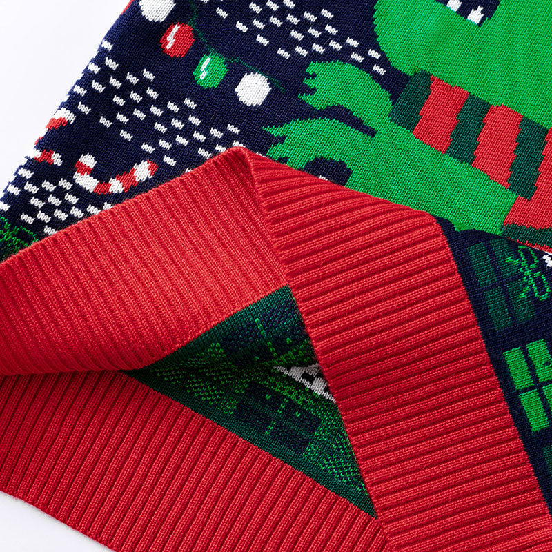 Children's cartoon Christmas dinosaur pullover sweater