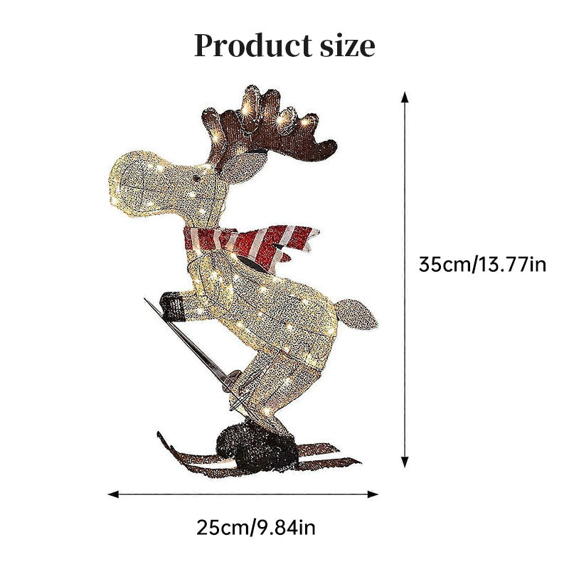 Lighted Skiing Reindeer Ornament with LED for Christmas Lawn & Tree