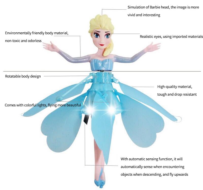 Frozen Princess Elsa Flying Little Fairy Hand Sensor Flying Vehicle Suspended Girl Children's Toy