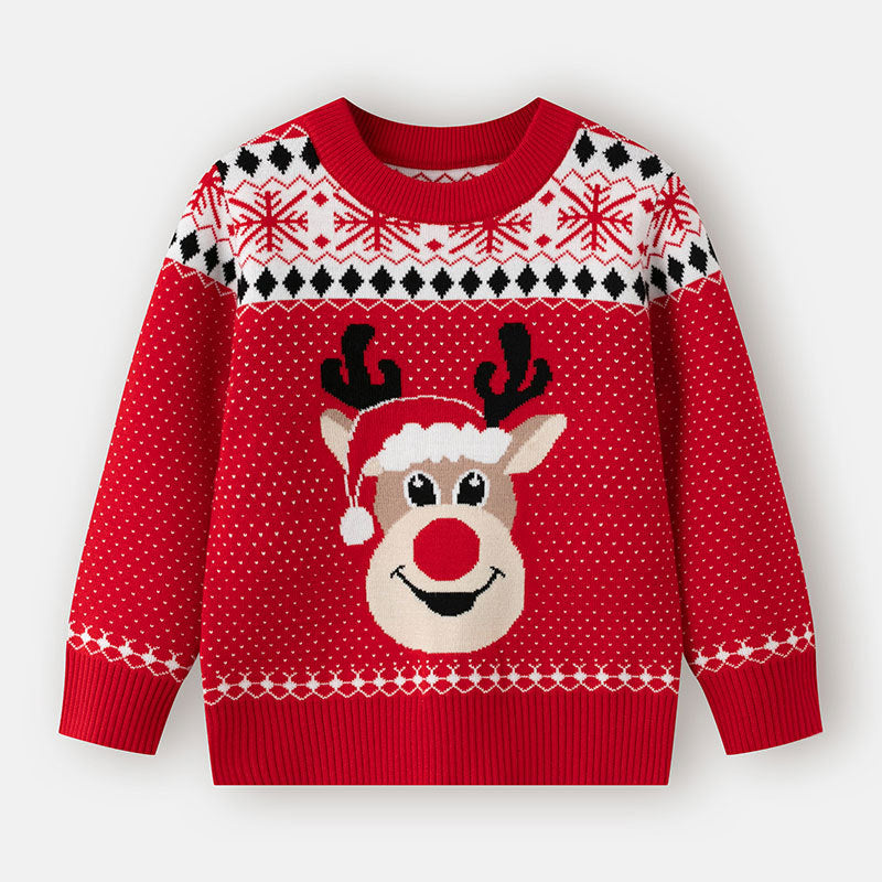 Children's Christmas sweater cartoon deer base pullover knit sweater