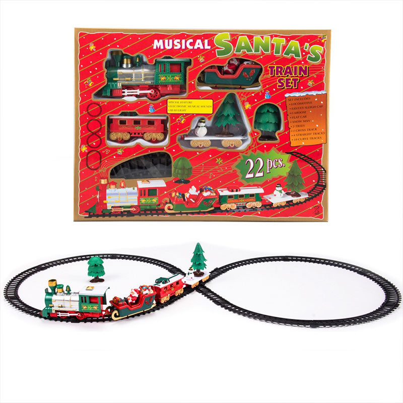 2025 Christmas Train & Tree Decor Set - Track Train with Music, Santa Theme, Kids Gift