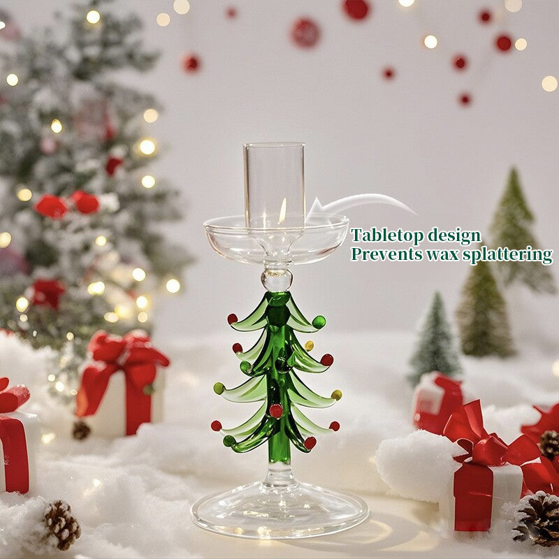 Nordic Borosilicate Glass Candle Holder, Christmas Tree Tabletop Decor for Home