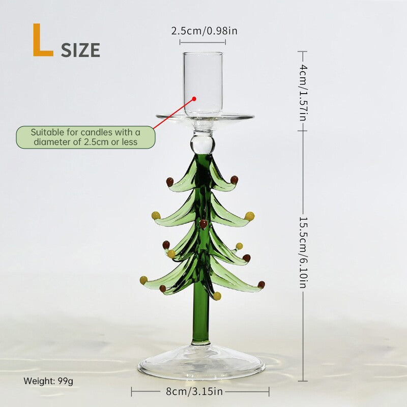 Nordic Borosilicate Glass Candle Holder, Christmas Tree Tabletop Decor for Home