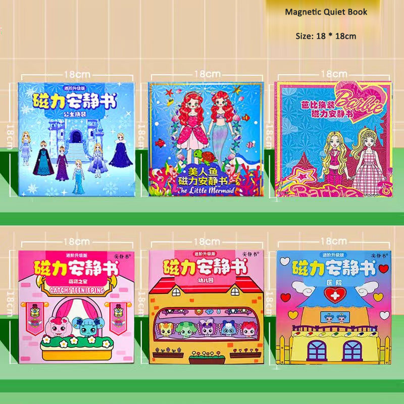 Elsa Princess Magnetic Quiet Book New Girl Mermaid Elsa Dress Up Magnetic Strong Magnetic Stickers Manual DIY