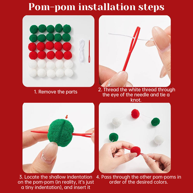 Handmade Pull String Flag Banner, LED String Lights, Christmas Holiday Background Decor