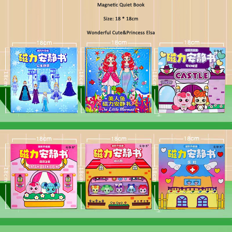 Elsa Princess Magnetic Quiet Book New Girl Mermaid Elsa Dress Up Magnetic Strong Magnetic Stickers Manual DIY