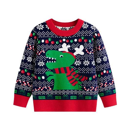 Children's cartoon Christmas dinosaur pullover sweater