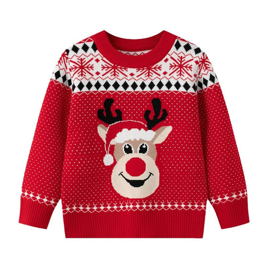 Children's Christmas sweater cartoon deer base pullover knit sweater