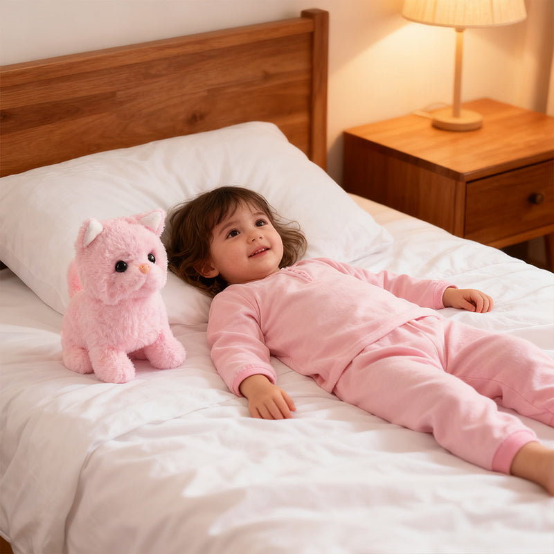 Realistic Electronic Cat Toy with Walking & Barking Actions to Keep Your Pet Active and Entertained.