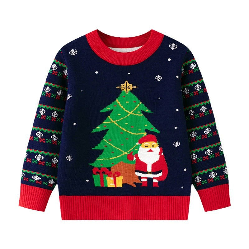 Christmas cartoon Santa Claus baby base pullover sweater