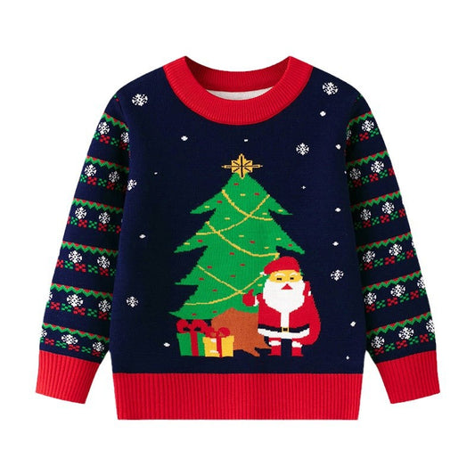 Christmas cartoon Santa Claus baby base pullover sweater