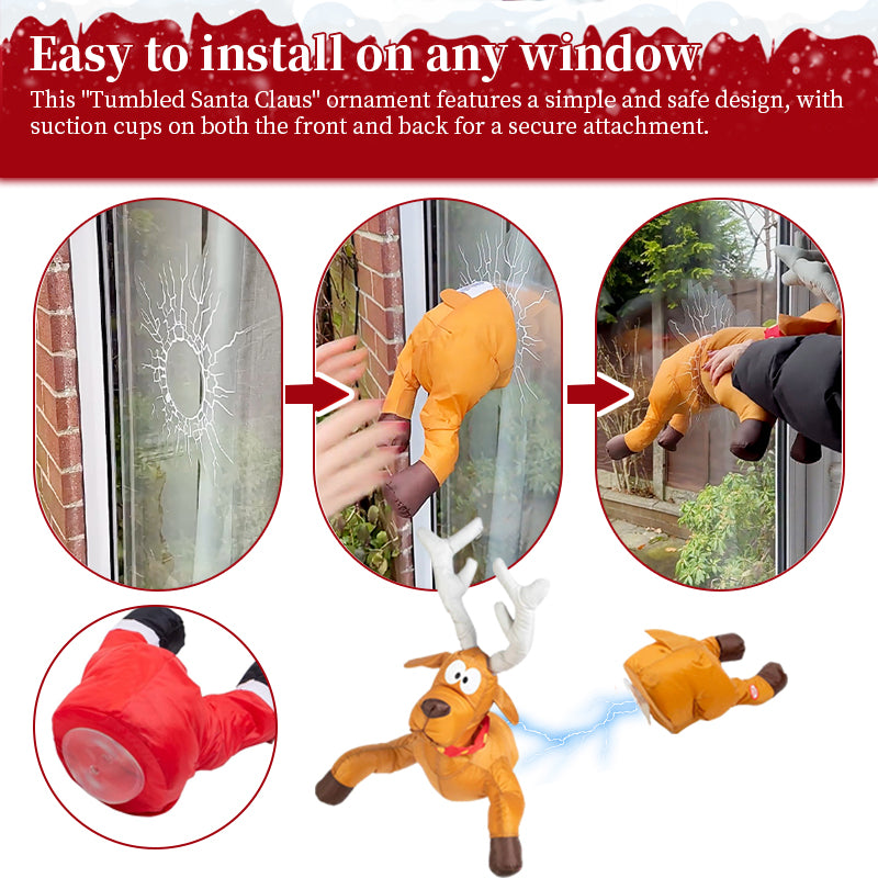 3D Animated Santa Window Decoration for Christmas, Festive Home Party Decor