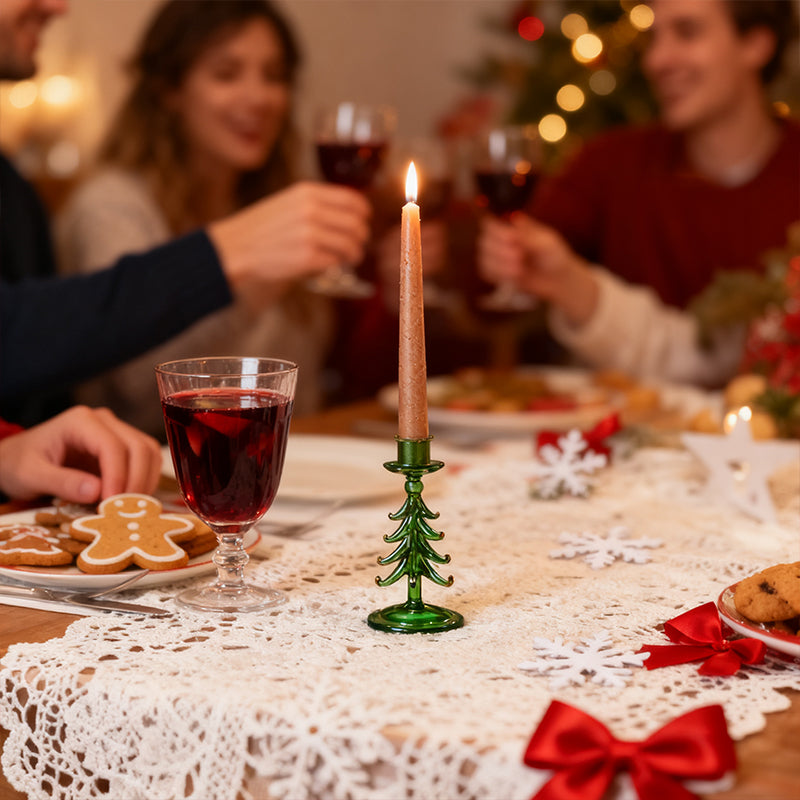 Nordic Borosilicate Glass Candle Holder, Christmas Tree Tabletop Decor for Home