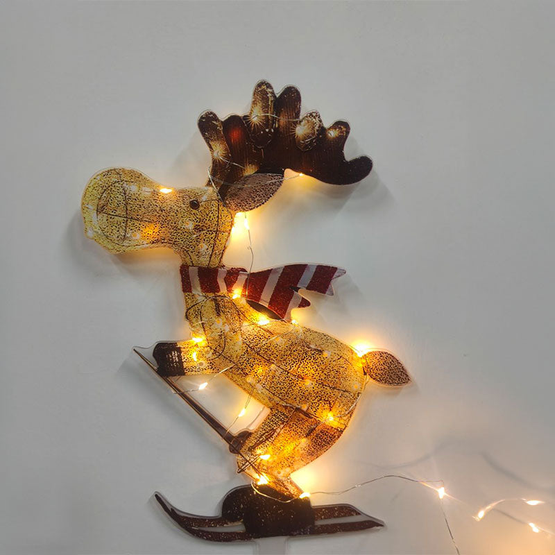 Lighted Skiing Reindeer Ornament with LED for Christmas Lawn & Tree