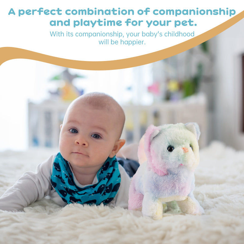 Realistic Electronic Cat Toy with Walking & Barking Actions to Keep Your Pet Active and Entertained.