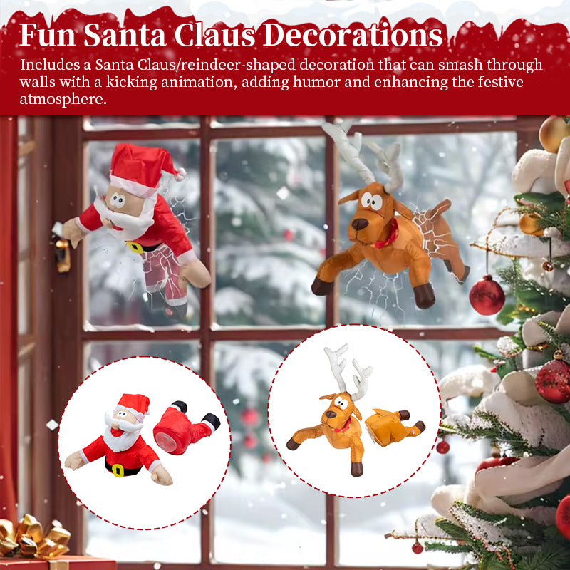 3D Animated Santa Window Decoration for Christmas, Festive Home Party Decor