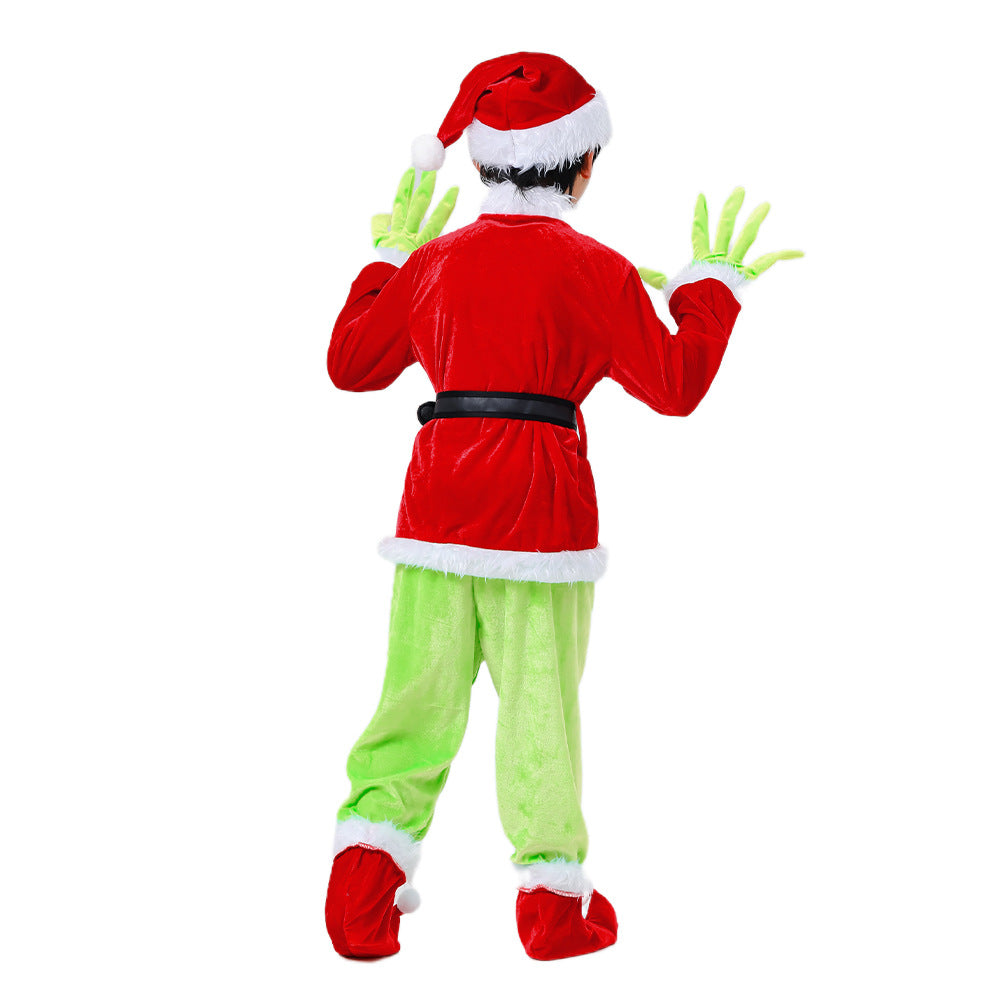 Children's Christmas Genie Green Haired Monster Christmas Party Character Dress Up Costume