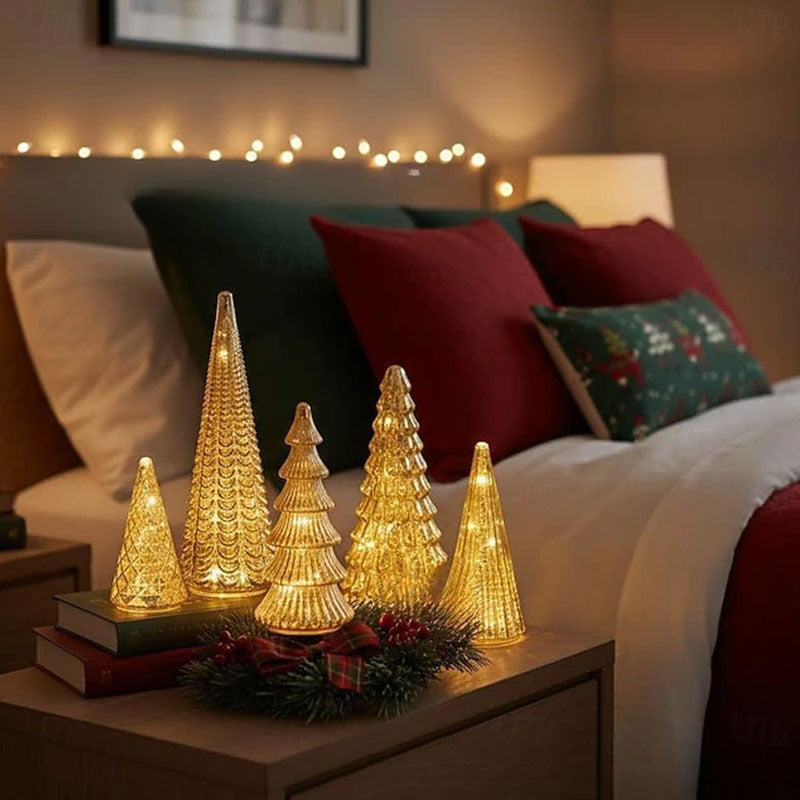 5-Piece Set 3D Printed Light-Up Trees with Upgraded LEDs for Tabletop Decor